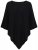 Ulla Popken 855277 Poncho in maglia con orlo a punta e scollo a barchetta Nero - Poncho e mantelle - 