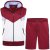 Kam Jeans TS006 Retro Pannelled Tracky Set (Shorts/Sleeveless Hoodie) Red - Tute da ginnastica - 