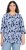 Ulla Popken Floral Print 3/4 Sleeve V-Neck Tee Navy Blue - T-shirt stampate da donna - 