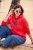 Ulla Popken TRUE Lettering Hoodie Neon Red - Felpe & felpe con cappuccio - 