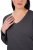 Ulla Popken Back To Basics V-Neck Relaxed Fit Cotton Tee Charcoal Grey Melange - T-shirt - T-shirt da donna taglie comode