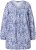 Ulla Popken Allover Printed Pleated Long Sleeve Tee Dark Blue - T-shirt stampate da donna - 