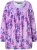 Ulla Popken Allover Printed Pleated Long Sleeve Tee Lavender - T-shirt stampate da donna - 