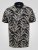 D555 Palmer Leaf Printed Jacquard Collar & Cuff Chest Pocket Polo Black - Polo - Polo Uomo Taglie Forti