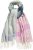 Ulla Popken Cozy Lettering Fringed Scarf Pink and Blue - Accessori - 