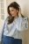 Kaffe Curve Lenia Flounce Shirt Powder Blue Stripe - Camicie - 