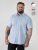 D555 Lucas Camicia Elasticizzata A Maniche Corte Antimacchia No Azzurro Cielo - Camicie - Camicie Taglie Forti Uomo