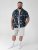 D555 Corden Hawaiian AOP Cuban Collar Resort Short Sleeve Navy - Camicie a maniche corte - Camicie Uomo Maniche Corte Taglie Forti