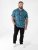 D555 Hawkins Printed Cuban Collar Resort Short Sleeve Shirt Teal - Camicie - Camicie Taglie Forti Uomo