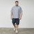 North Latitude 61164 Camicia a Righe con Collo alla Coreana Grigio - Camicie - Camicie Taglie Forti Uomo