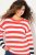 Ulla Popken Mixed Stripe Long Sleeve Sweater Hibiscus Red - Felpe & felpe con cappuccio - Felpe, Hoodie e Maglieria Calda