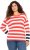 Ulla Popken Mixed Stripe Long Sleeve Sweater Hibiscus Red - Felpe & felpe con cappuccio - 