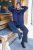 Ulla Popken Textured Glitter Embroidery Oversized Sweater Ink Blue - Felpe & felpe con cappuccio - 