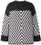 Ulla Popken Graphic Stripe Long Sleeve Turtleneck Sweater Black - Felpe & felpe con cappuccio - 