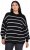 Ulla Popken Oversized Striped Balloon Sleeve Sweater Black - Felpe & felpe con cappuccio - 