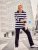 Ulla Popken Striped Polo Collar Long Sleeve Sweater Navy - Felpe & felpe con cappuccio - 