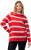 Ulla Popken Stripe Fine Knit Turtleneck Sweater Light Red - Felpe & felpe con cappuccio - Felpe, Hoodie e Maglieria Calda