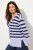 Ulla Popken Split Stripe Long Sleeve V-Neck Sweater Blue Grey - Felpe & felpe con cappuccio - Felpe, Hoodie e Maglieria Calda