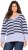 Ulla Popken Split Stripe Long Sleeve V-Neck Sweater Blue Grey - Felpe & felpe con cappuccio - 