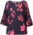 Ulla Popken Botanical Print Cold Shoulder Top Black - T-shirt - 