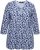 Ulla Popken Floral 3/4 Sleeve V-Neck A-Line Tee Blue - T-shirt - 
