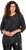 Ulla Popken Animal Print 3/4 Sleeve V-Neck Tee Black - T-shirt - 