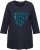 Ulla Popken Peace Love Life 3/4 Sleeve Graphic Tee Navy - T-shirt - 