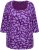 Ulla Popken Scribble Print Square Neck 3/4 Sleeve Tee Violet - T-shirt stampate da donna - 