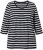 Ulla Popken Striped 3/4 Sleeve A-Line Tee Black - T-shirt - 
