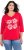 Ulla Popken Floral Graphic V-Neck Tee Lychee - T-shirt stampate da donna - 