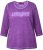 Ulla Popken UNIQUE Embroidered 3/4 Sleeve Tee Purple - T-shirt - 