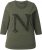 Ulla Popken Textured Lettering 3/4 Sleeve Tee Olive - T-shirt stampate da donna - 
