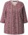 Ulla Popken Mixed Pattern Stripe 3/4 Sleeve Tee Dark Cherry Red - T-shirt - 