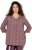 Ulla Popken Mixed Pattern Stripe 3/4 Sleeve Tee Dark Cherry Red - T-shirt - 