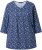 Ulla Popken Graphic Print Pleated 3/4 Sleeve Tee Blue - T-shirt - 