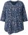 Ulla Popken Ribbon Print 3/4 Sleeve Asymmetric Tee Navy - T-shirt stampate da donna - 