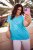 Ulla Popken Metallic Animal Cap Sleeve Graphic Tee Deep Aqua - T-shirt stampate da donna - 