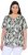 Ulla Popken Feather Print Short Sleeve V-Neck Tee Olive Grey - T-shirt stampate da donna - 