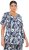 Ulla Popken Feather Print Short Sleeve V-Neck Tee Ink Blue - T-shirt stampate da donna - 