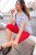 Ulla Popken Bow Print Short Sleeve Pointed Hem Tee Snow White - T-shirt stampate da donna - 