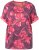 Ulla Popken Quick Drying Flower Print Short Sleeve Tee Dark Cherry - T-shirt stampate da donna - 