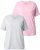 Ulla Popken Eco Cotton Basic T-Shirt 2-Pack Grey/Pink - T-shirt - 
