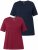 Ulla Popken Eco Cotton Basic T-Shirt 2-Pack Red/Navy - T-shirt - 