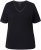 Ulla Popken Satin Trimmed Ribbed Jersey Short Sleeve T-Shirt Black - T-shirt - 