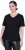 Ulla Popken Satin Trimmed Ribbed Jersey Short Sleeve T-Shirt Black - T-shirt - 