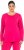 Ulla Popken Basic Round Neck Long Sleeve Slim Fit Cotton Tee Red Pink - T-shirt - 