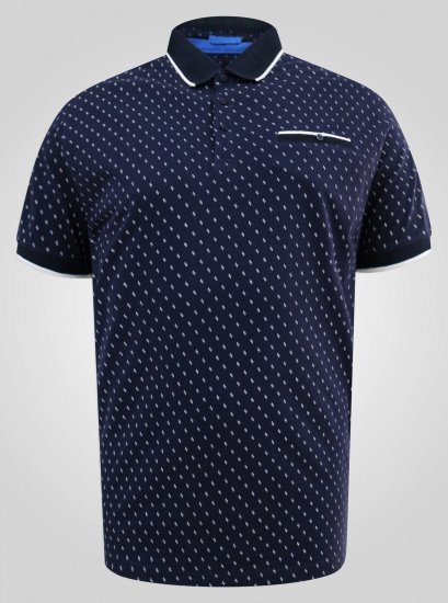 D555 Reid AOP Polo With Jacquard Collar, Pocket And Cuffs Blu navy - Polo - Polo Uomo Taglie Forti