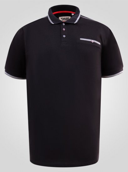 D555 Potts Jersey Polo With Jacquard Collar & Cuffs Nero - Polo - Polo Uomo Taglie Forti