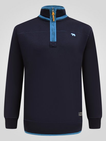 D555 Conway 2 1/4 Zip Neck Fleece Sweatshirt With Bear Logo Blu navy - Felpe & felpe con cappuccio - Felpe & Felpe con Cappuccio Uomo Taglie Forti