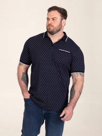 D555 Reid AOP Polo With Jacquard Collar, Pocket And Cuffs Blu navy - Polo - Polo Uomo Taglie Forti